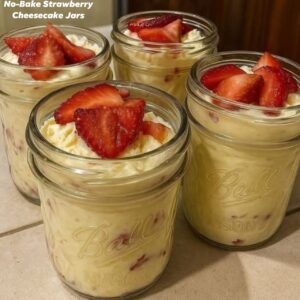 No-Bake Strawberry Cheesecake Jars