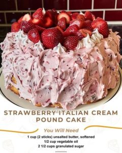 Strawberry Italian Cream Pound Cake (Moist, Rich & Bakery-Style)
