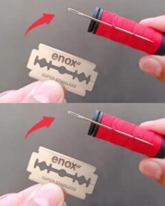 Seamstresses have been hiding this for years! Insert a razor blade into the needle and be amazed.