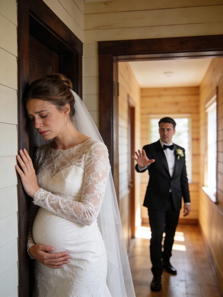 An hour before my wedding, while I was trembling in pain with our child still inside me, I heard my fiancé whisper the words that shattered everything: ‘I never loved her… this baby doesn’t change anything.’ My world fell silent. But when the music started and the guests smiled, I made a decision. If he wanted a perfect wedding, then everyone was about to hear the truth.”