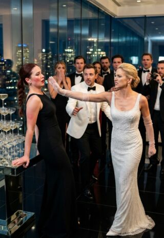 At my stepsister’s 500-guest wedding, the same family who threw me out at sixteen let me stand in the back of the ballroom like I wasn’t even blood. Until the bride stormed across the floor, m0cked my dress, s.lapp.ed me hard enough to turn heads, and called me garbage while half the room laughed.