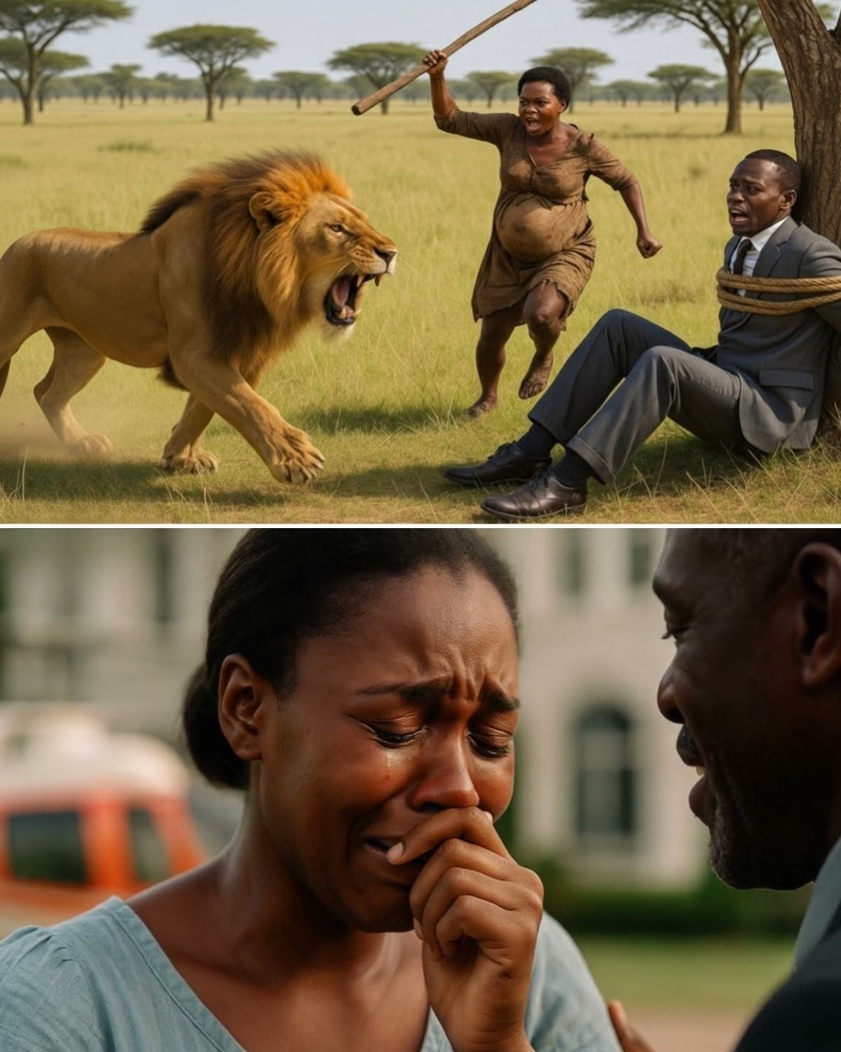 A Homeless Pregnant Woman Saves Man From Lion Unaware He Was A Billionaire Heir
